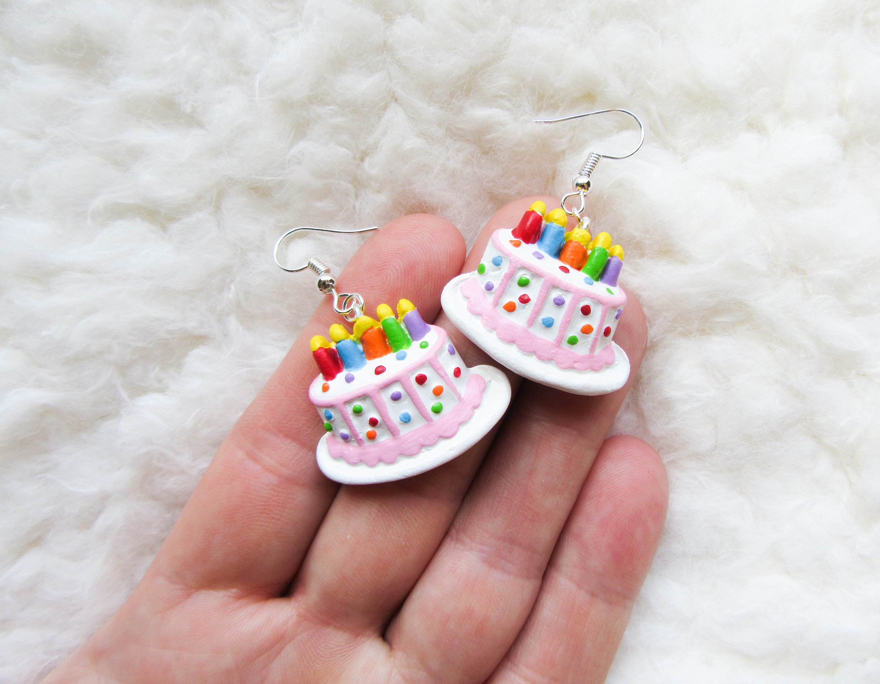Birthday Earrings Birthday Cake Earrings Cute Earrings Etsy