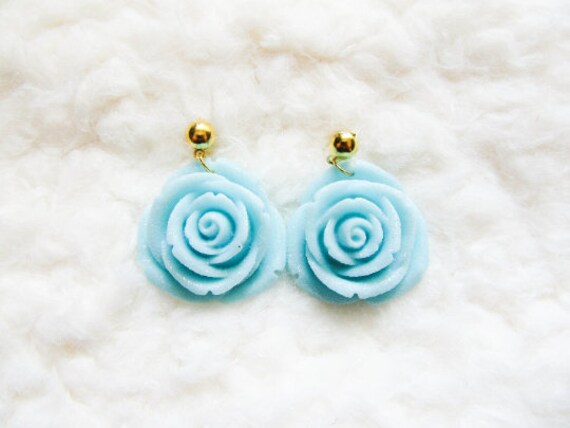 Blue 2024 rose earrings