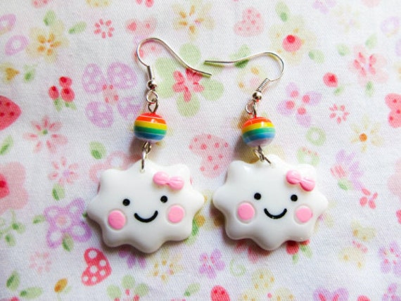 Kawaii Cloud Earrings Cute Cloud Earrings Cloud Earrings Kawaii