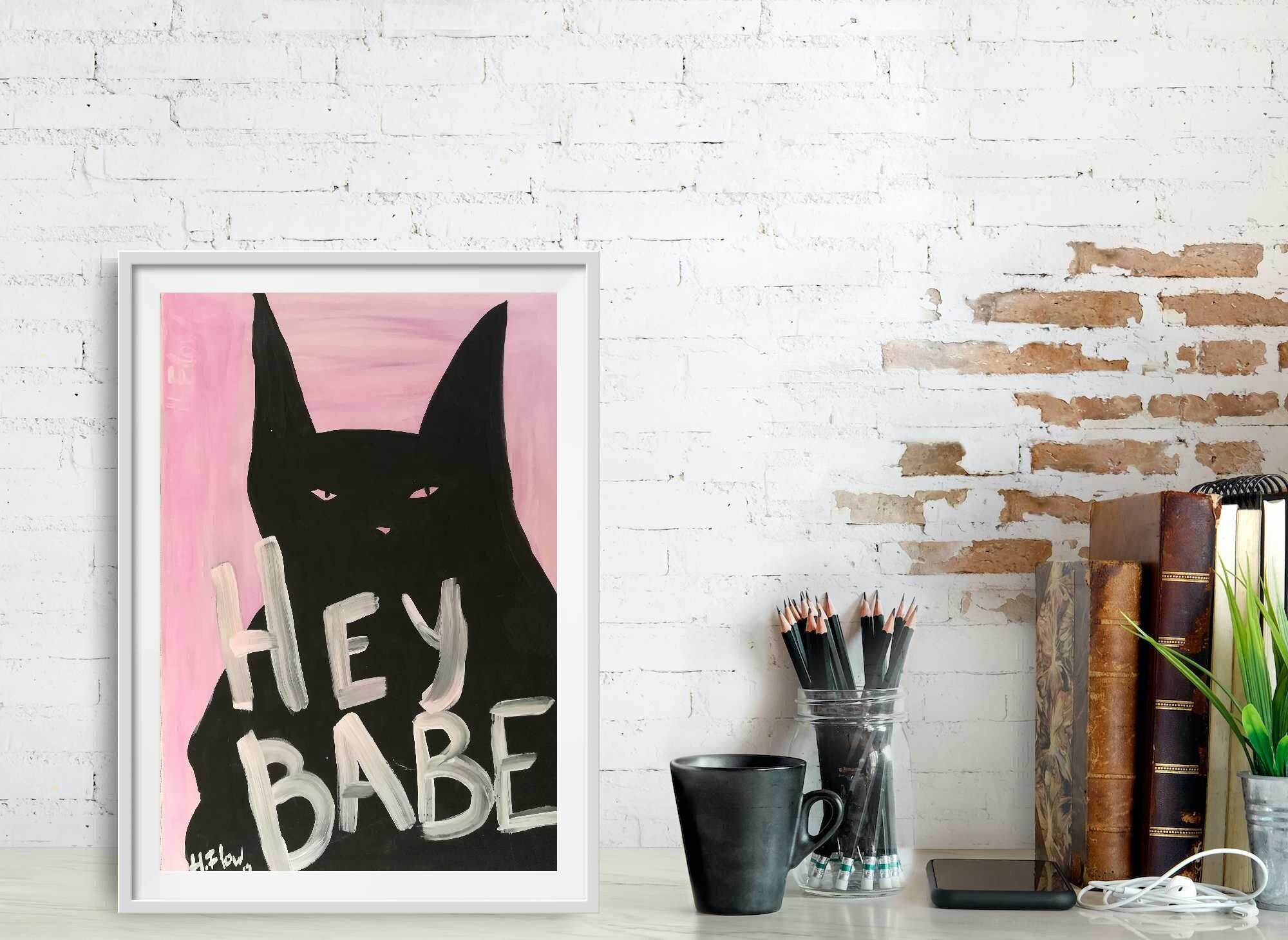 KatzeWandKunstBild Katze Illustration Etsy