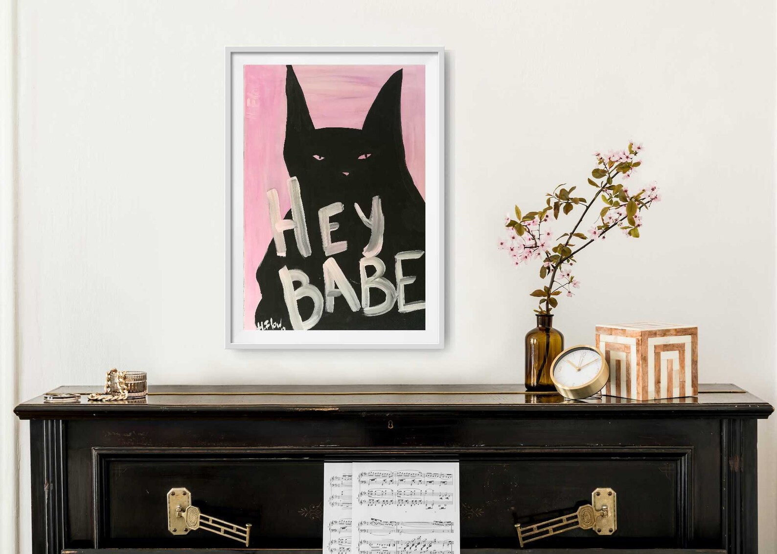 KatzeWandKunstBild Katze Illustration Etsy