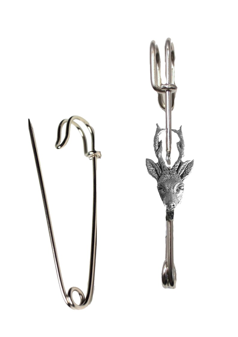 Hats etc Roe Deer Head on a 3 inch Kilt Pin Brooch for Scarves lead free English Pewter handmade in Sheffield uk Q71