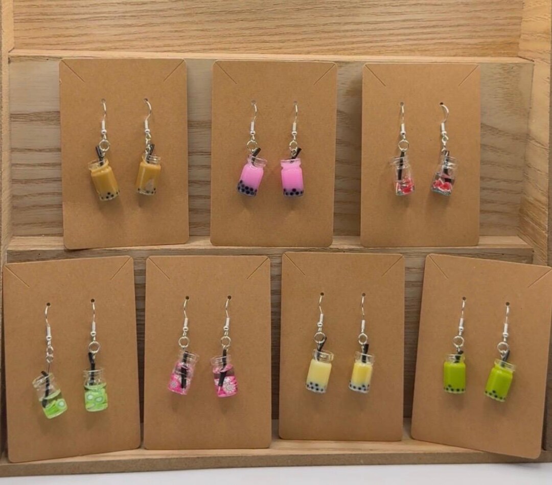 thumbnail image 2 of Purple Bubble Tea Necklace & Earring Set: Novelty Boba Jewelry 2 of 13
