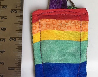 Free Shipping Two Sided Gay Rainbow Pride and Green Handmade Quilted Keychain