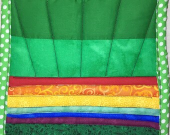 Pride Rainbow Green Hot Pad Trivet Pot Holder Handmade Quilted