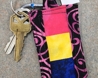 Pan Pride Handmade Quilted Keychain Pansexual Queer