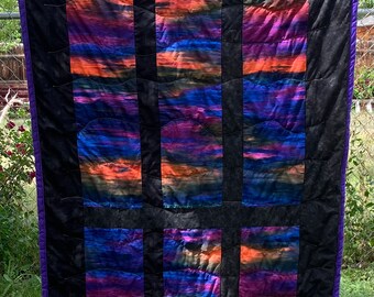 Sunset Sunrise Window Throw Lap Sofa Quilt Handmade Quilted