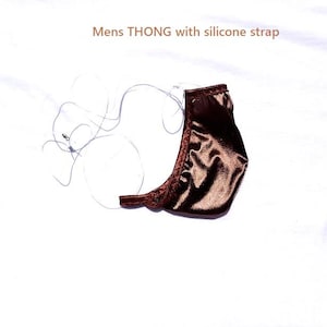 Mens Pouch Thong Shine Spandex Micro Swimwear with silicone strap Adjustable front Mens tanning
