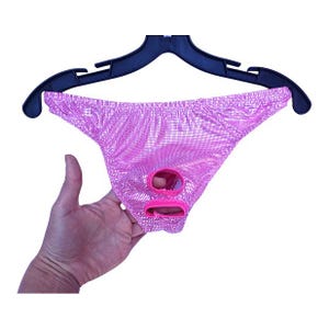 Mens thong with holes Pink Silver Mens Thong Front openings Mens Panties See Through Underwear Sexy Party Lingerie Ring Underwear