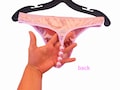 Pink Mens Silky Panties With big beads Pearl Lingerie Sissy Lace Underwear Satin Thong