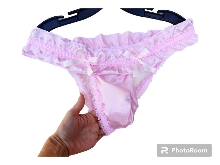 Shop Generic Mens Satin Lingerie Suit Sissy Nightwear Sheer Mesh Patchwork  Adjustable Spaghetti Strap Bra Tops with Briefs Thongs Panties Pink Online