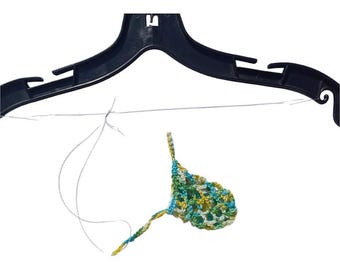 Mens Micro Swimwear Tiny Sleeve Crochet Cotton Mens Thong with clear Silicone Straps Handmade Natural
