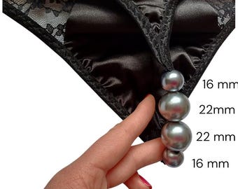 Tanga con cuentas grandes, lencería de perlas para hombre, ropa interior de encaje Sissy