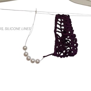 Micro Mini Bikini Mens Thong with beads Crochet Beachwear Bottom Panty with extra thin strong straps Silicone lines