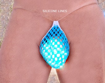 Mens Swim Trunks Men's Thong Underwear Clear Lined Briefs For Men for swimming, sunbathing Silicone Lines Men Bikini