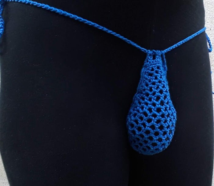 hot Micro Men Thong Crochet Bikini Nudist Micro G- string Crochet Fishnet S...