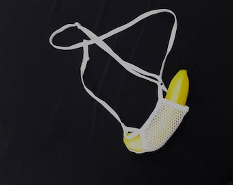 Tanga de malla para hombre - Bolsillo abierto con diseño dividido - Tirantes ajustables con deslizadores - Traje de baño de secado rápido - Ropa para fiestas en la piscina
