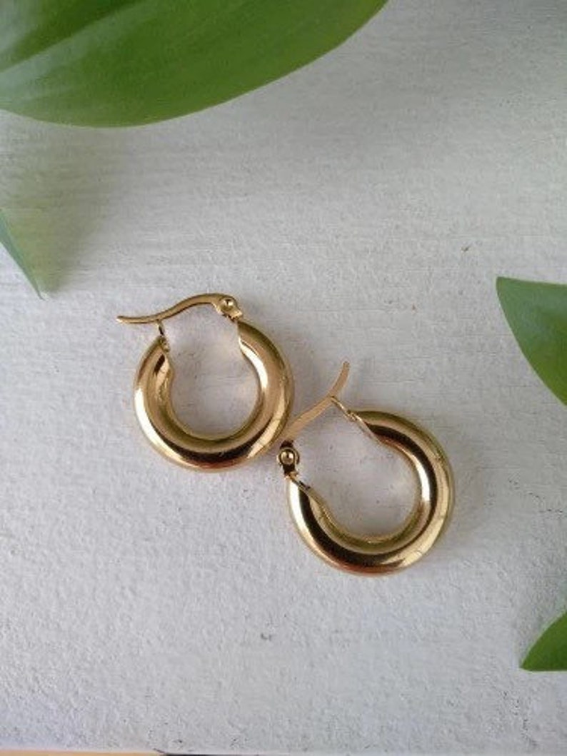 Chunky Gold Hoop Earrings Fat Hoop Earrings Chubby Hoop | Etsy