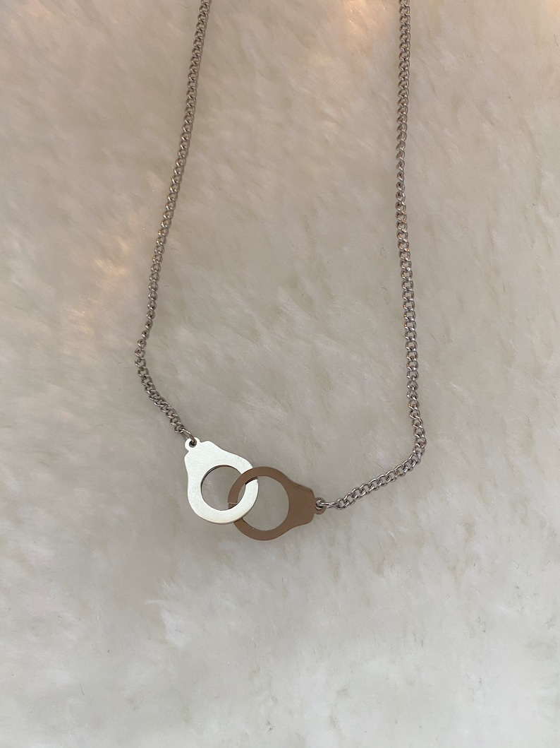 stainless steel handcuffs pendant necklace handcuffs necklace silver handcuffs FREEDOM necklace