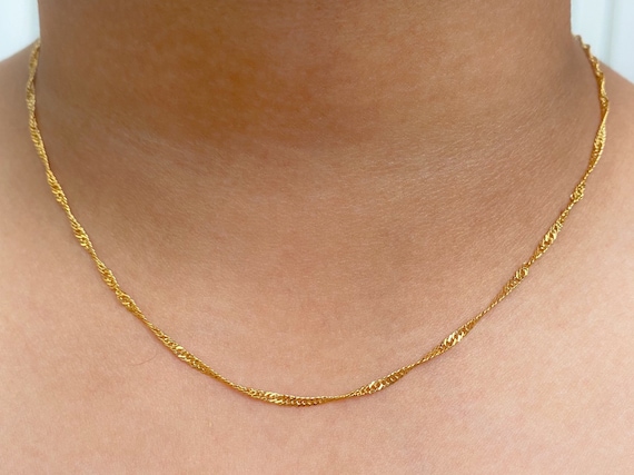 Water Wave Chain Necklace Plated 18k Gold Plated Chain - Temu