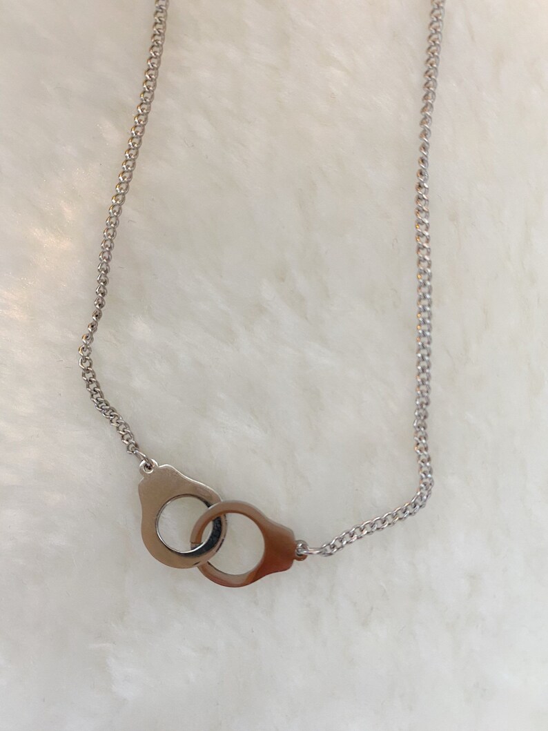 stainless steel handcuffs pendant necklace handcuffs necklace silver handcuffs FREEDOM necklace