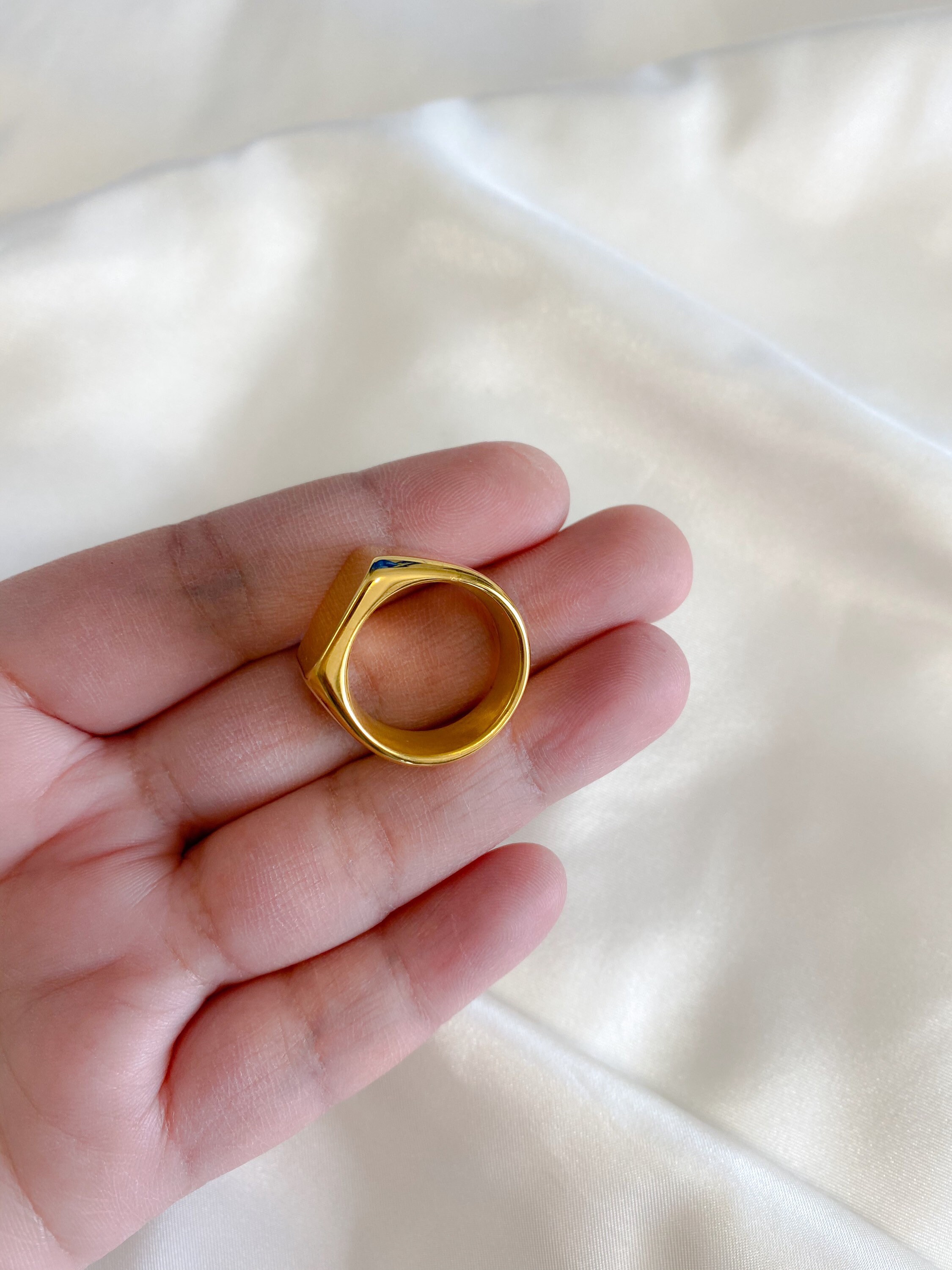 18k Gold Square Statement Ring Water and Tarnish Resistant - Etsy