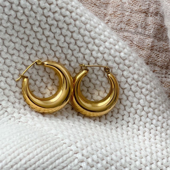 18K Gold Hoop Earrings Tarnish and Water Resistant Etsy Australia