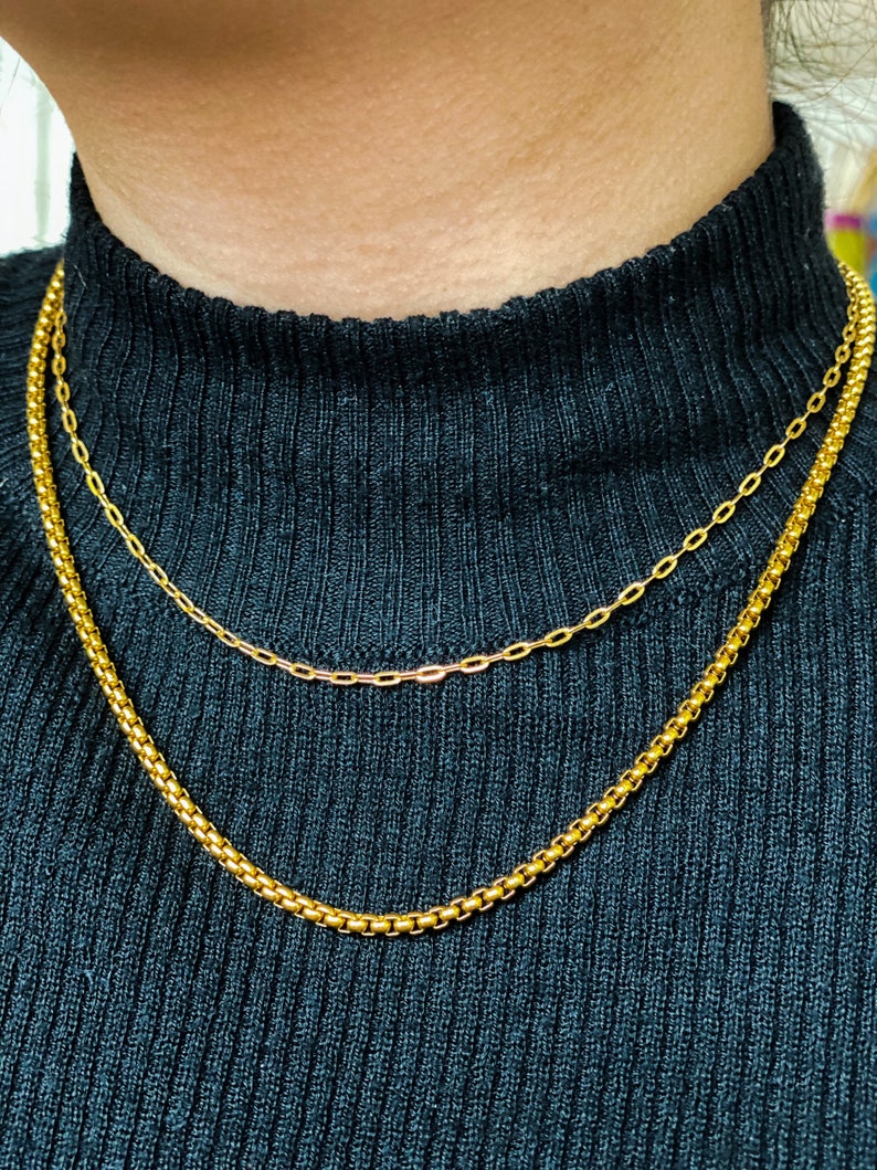 Dainty Tiny Paper Clip Chain Necklace Gold Chain Necklace Etsy Polska