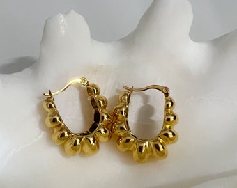 18K Gold Hoop Earrings- Tarnish and Water resistant