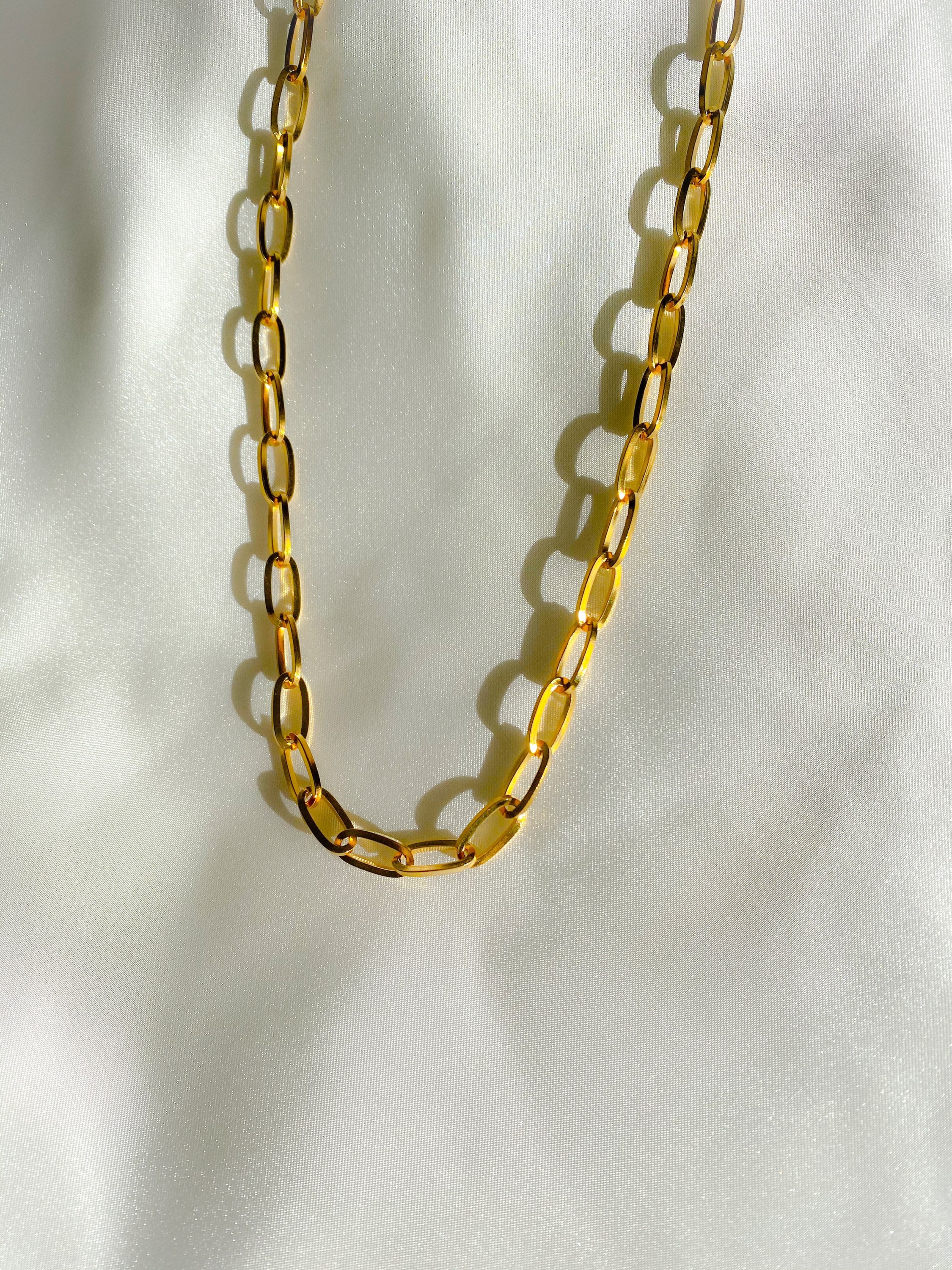 18K Gold Paperclip Chain Necklace Stainless Steel Gold Chain Etsy Canada
