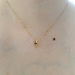 18K Gold or Silver Dainty Cross Necklace,Cross Necklace, Cross Pendant Necklace, Water and Tarnish Resistant Necklace image 6