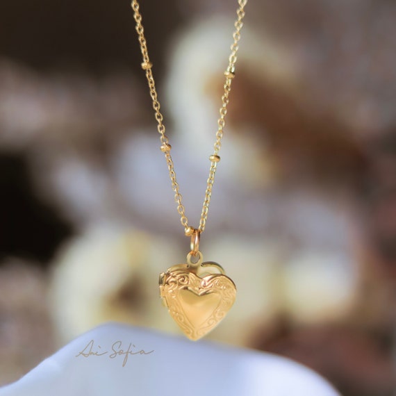 18k gold heart locket cheap necklace
