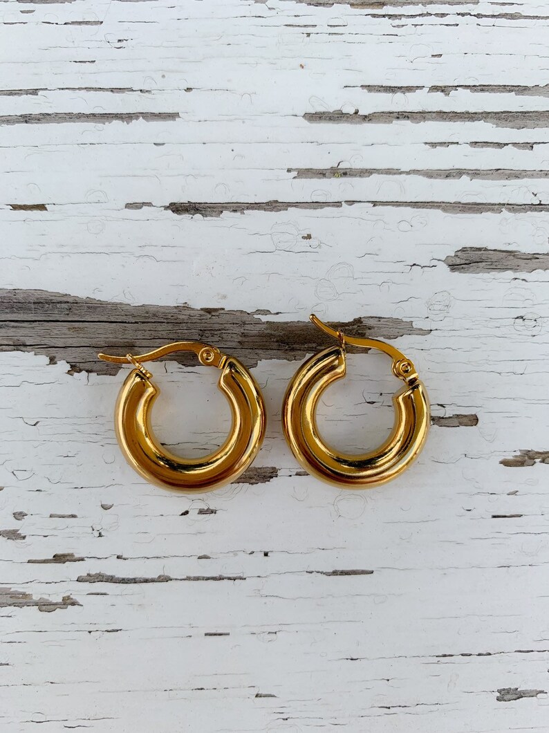 Chunky Gold Hoop Earrings Fat Hoop Earrings Chubby Hoop Etsy