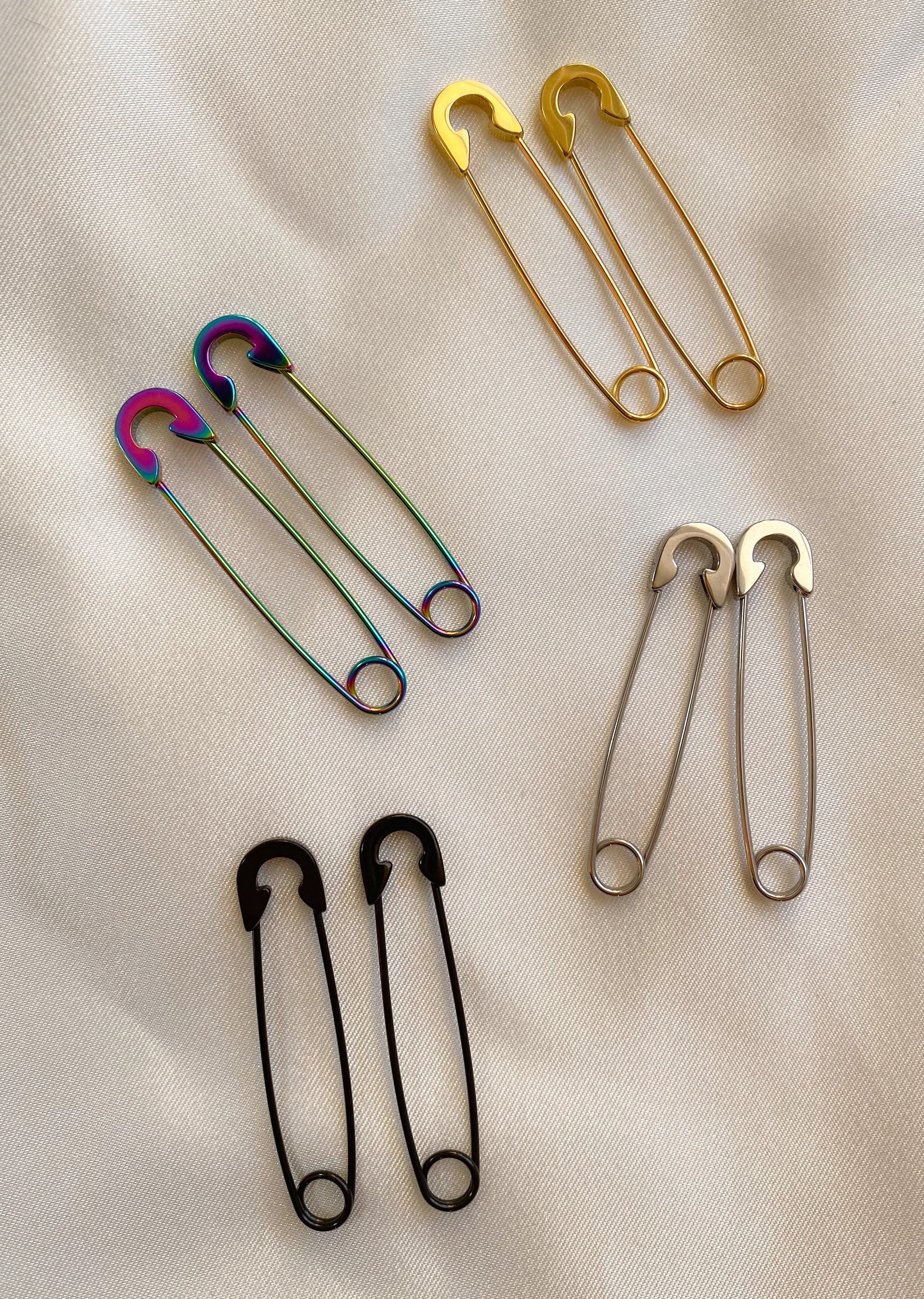 Stainless Titanium Steel Safety Pin Earrings Hypoallergenic