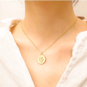 18K Gold Coin Pendant Necklace, Coin Necklace - Water and Tarnish Resistant