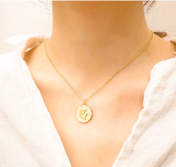 Gold Coin Pendant-paperclip Chain Necklace-shiny Gold Coin-reproduction Coin-libertycoin-carabiner  Clasp-spring Lock Clasp-aesthetic Jewel - Etsy