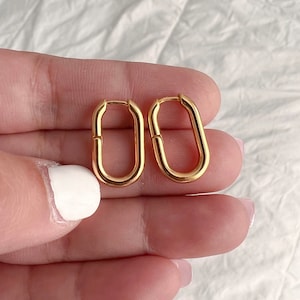 22K Gold Oval Hoops- Water and Tarnish Resistant