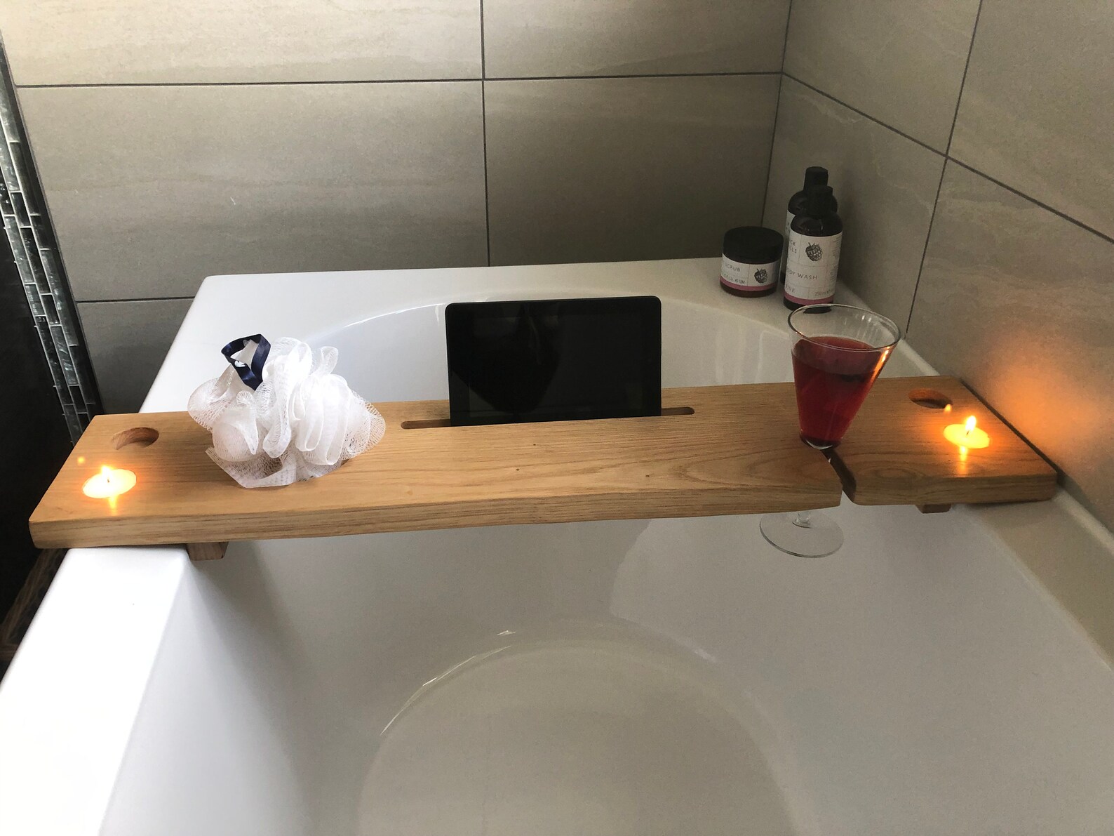 Bath caddy Oak bath caddy wooden bath tray bathroom Etsy