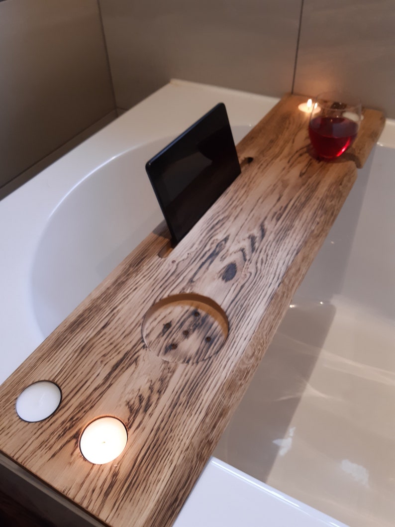 Bath Caddy Oak Bath Caddy Wooden Bath Tray Bathroom Etsy