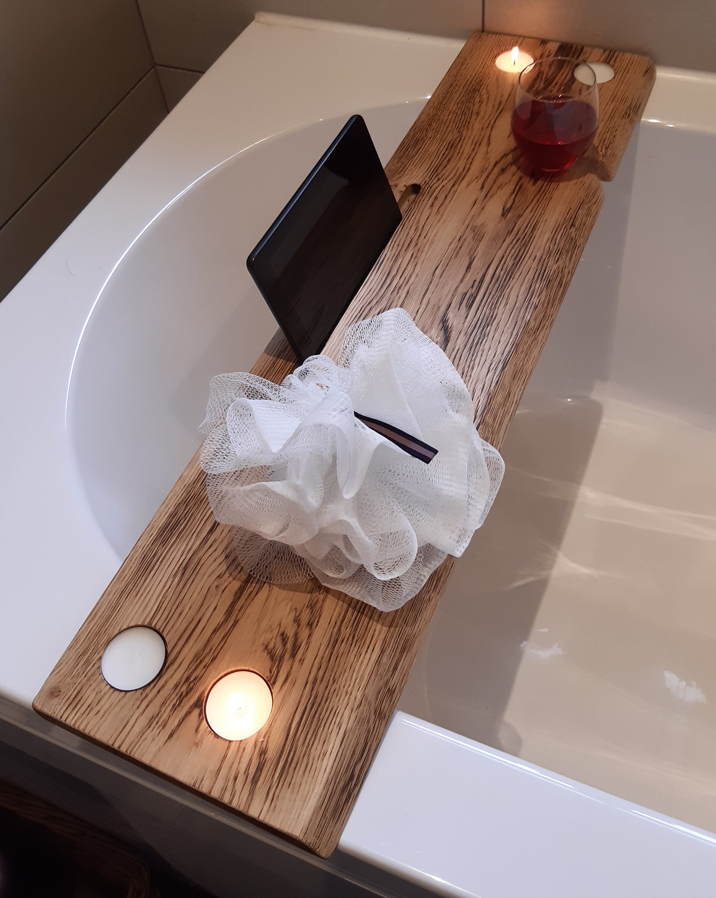 Bath Caddy Oak Bath Caddy Wooden Bath Tray Bathroom Etsy