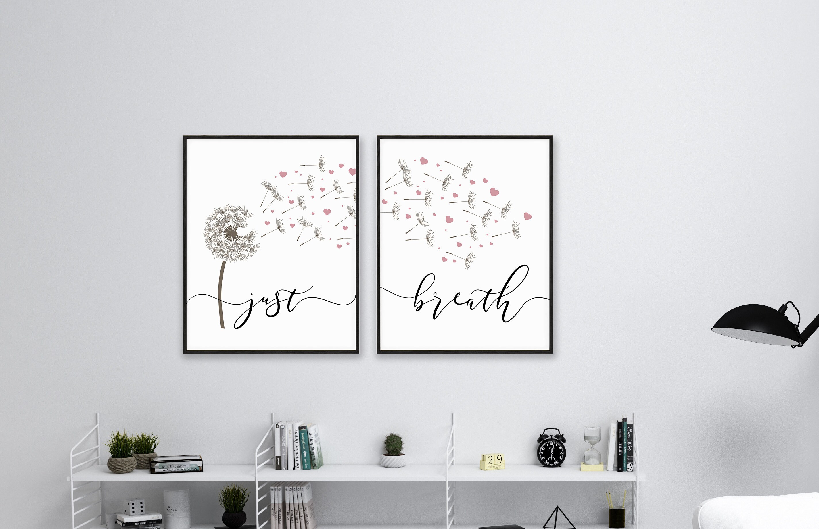 Just Breathe Wall Art Dandelion Wall Art Inhale Exhale Wall Etsy