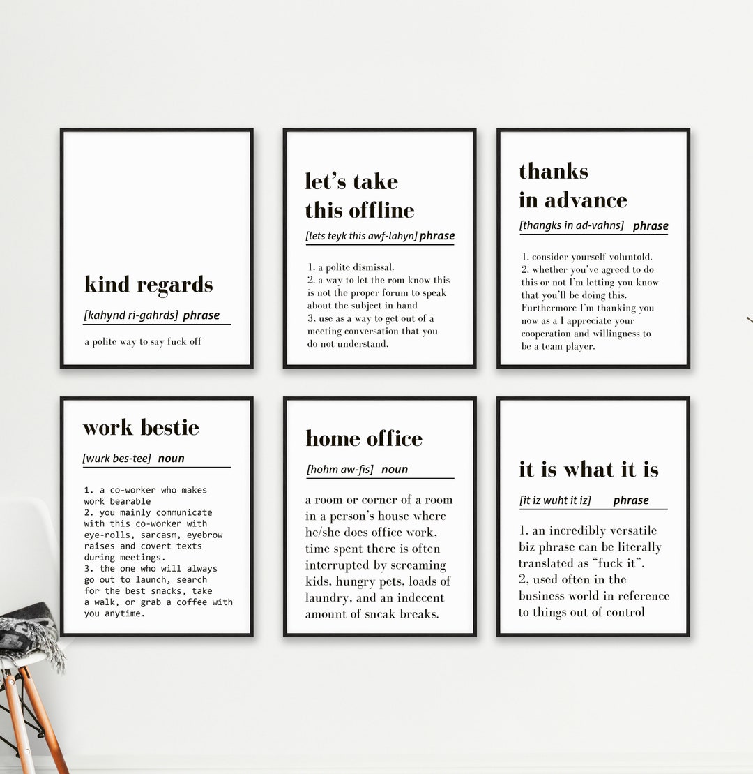 Funny Office Decor 20 Office Wall Art Gallery Wall Set Funny Work From