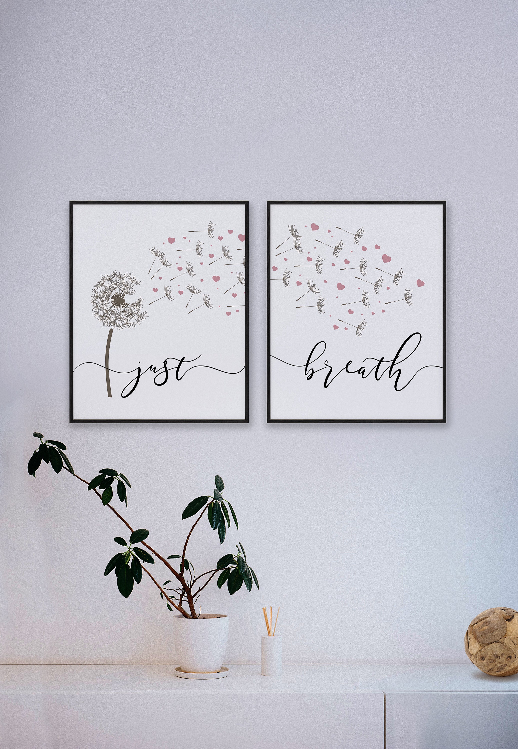 Just Breathe Wall Art Dandelion Wall Art Inhale Exhale Wall Etsy