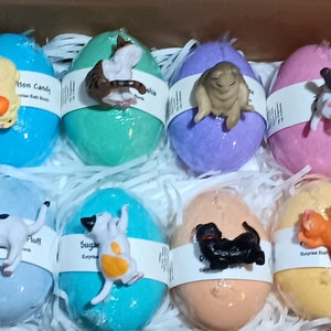 Cat surprise bath bombs, bath bombs gift set for kids, bath bombs with toy inside, party favors, cat lover, birthday for girl/ boy