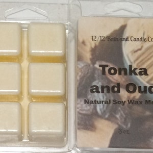 Tonka and oud wax melts, soy wax melts, strong wax melts