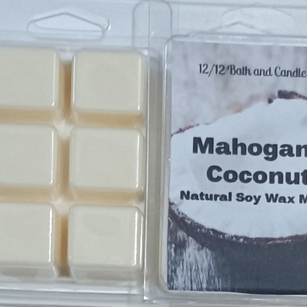 Mahogany coconut wax melts, soy wax melts, summer wax melts, strong wax melts