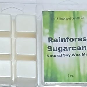 Rainforest sugarcane wax melts, soy wax melts, summer wax melts