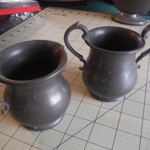 Pewter  cream and sugar set