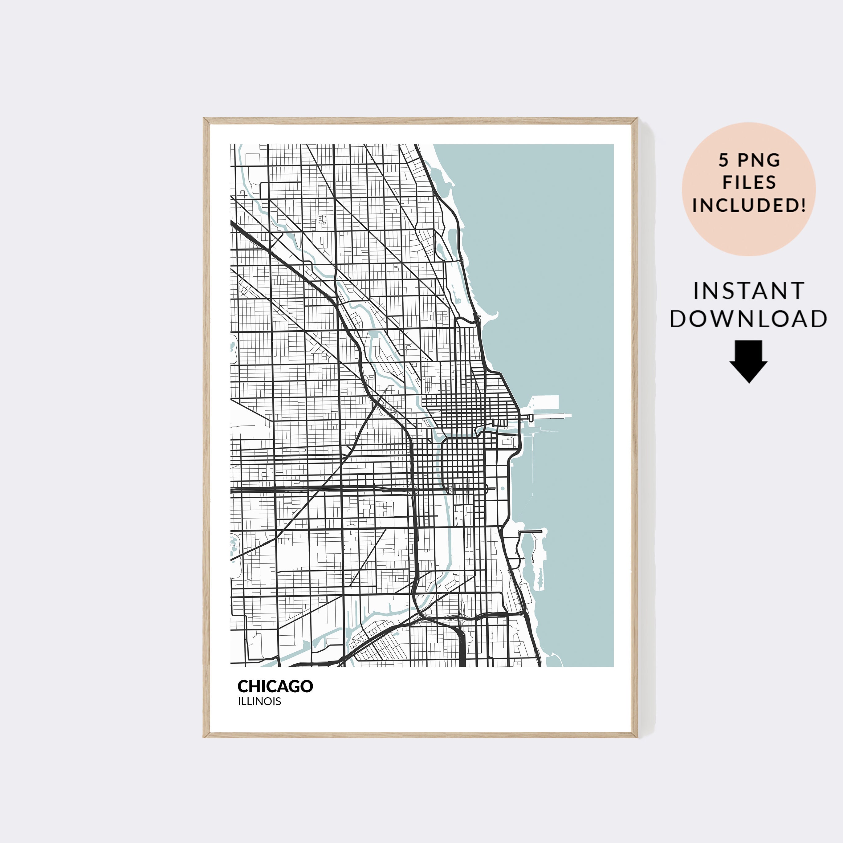CHICAGO Map Print Digital Download Map Printable Wall Art | Etsy