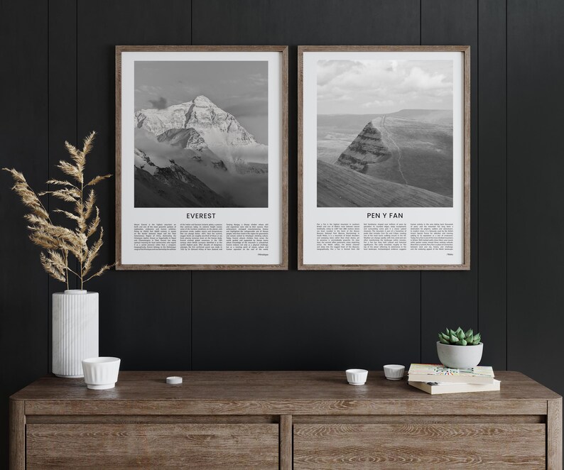 Everest Mountain Photography Print, Black and White Nature Landscape - Etsy